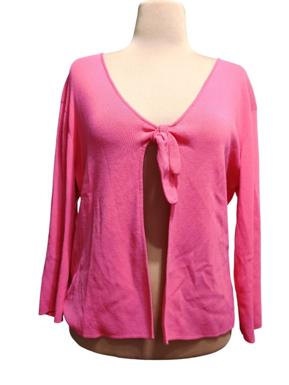 Womens XL Pink Tie Front Cardigan Lightweight Knit Y2K Top Casual Spenser Jeremy